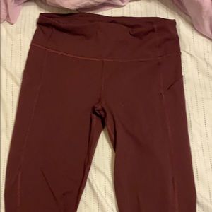 Burgundy Fast and Free Crop leggings